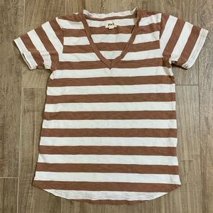 Pact Stripe Easy Slub V-Neck Tee